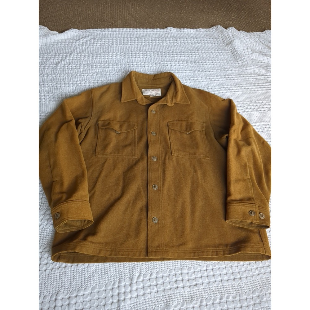 Filson Mackinaw Wool Jac Shirt Dark Tan Size XL Golden Brown Button Up